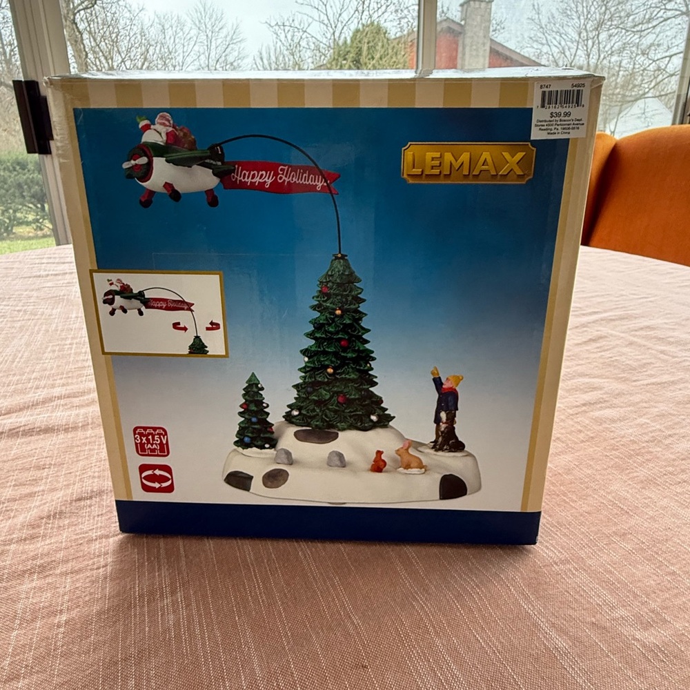 Lemax Holiday Scene with Green Trees and Red Accents